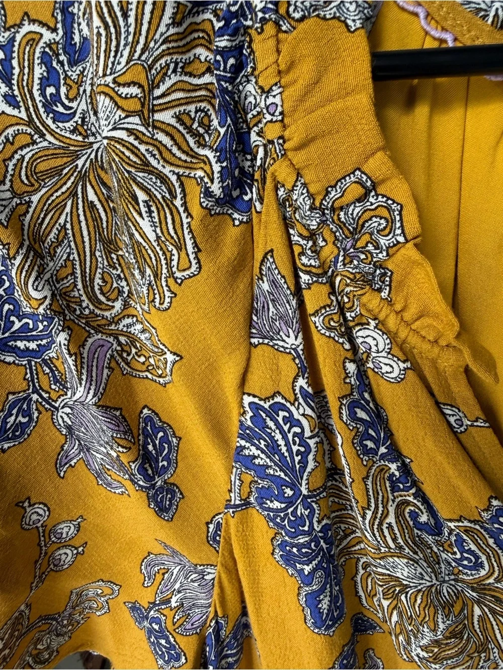 Anthropologie Mustard Floral V-Neck Mini Dress - Picture 2 of 10